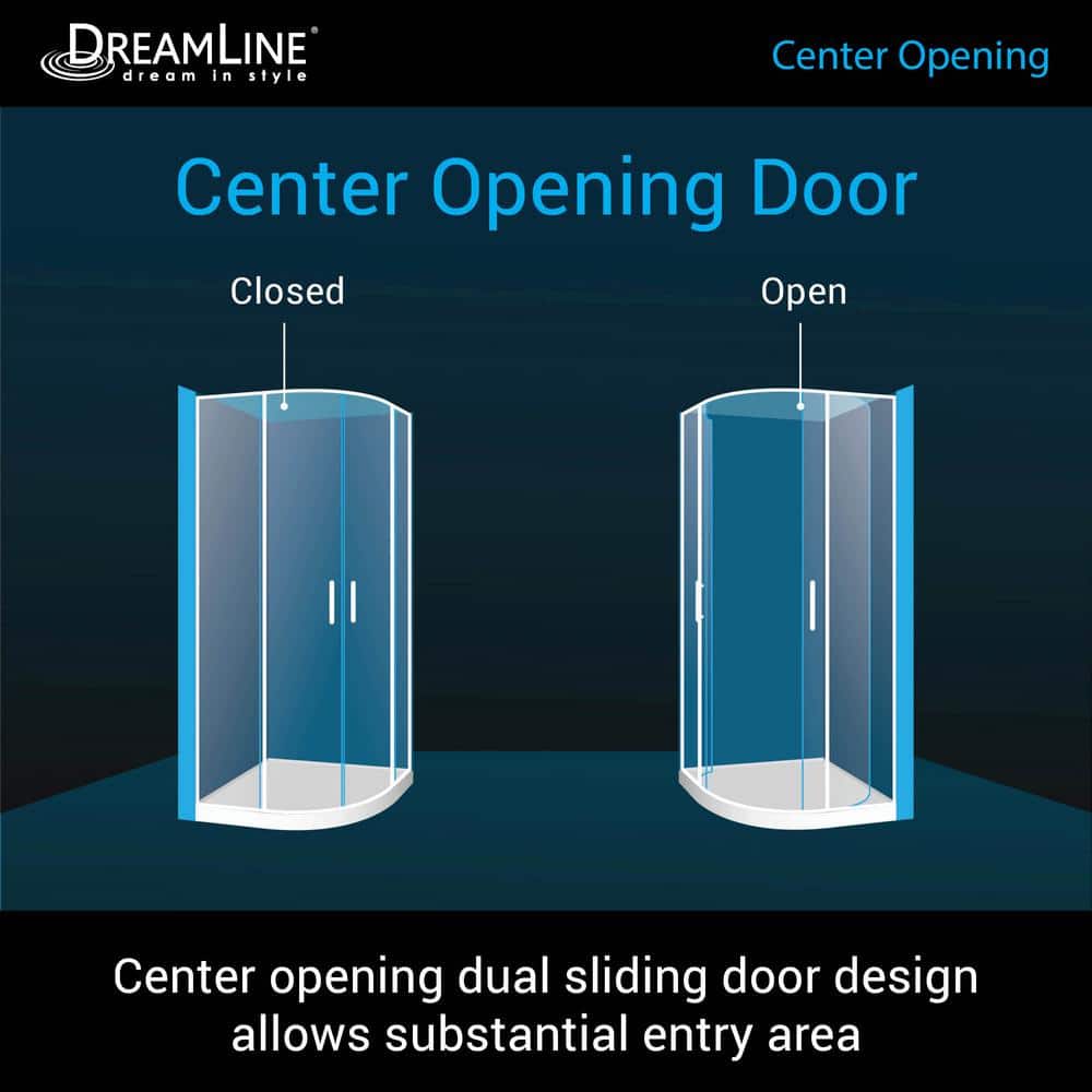 Prime 36" Matte Black Semi-Frameless Sliding Shower Enclosure with Base