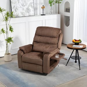 Coffee Dual OKIN Motor Chenille Recliner Chair with Massage, Heating, Wireless Charging and Cup Holder