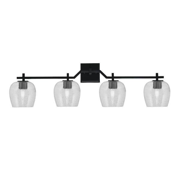 Unbranded Bridgewater 36 in. 4 Light Vanity Light Matte Black with 6 in. Smoke Bubble Glass Shades, No Bulbs Included