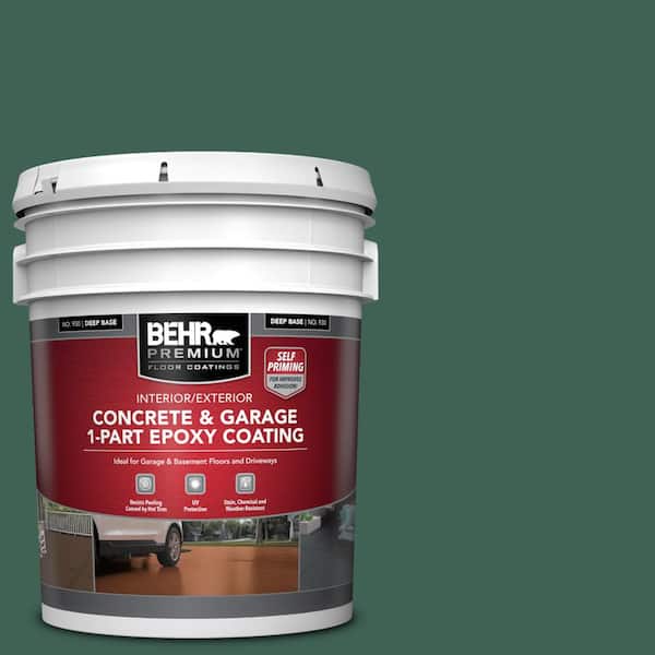 BEHR PREMIUM 5 gal. #M430-7 Green Agate Self-Priming 1-Part Epoxy Satin Interior/Exterior Concrete and Garage Floor Paint