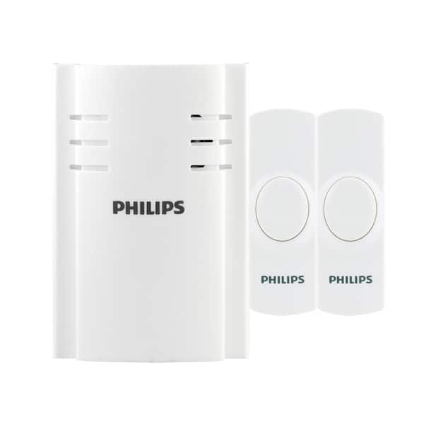 Philips Wireless Plug-In Door Bell Kit with 8 Melodies and 2 Push Buttons