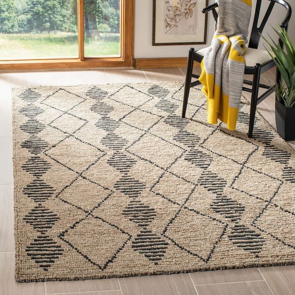 Bohemian 8 ft. x 10 ft. Beige/Black Geometric Striped Area Rug