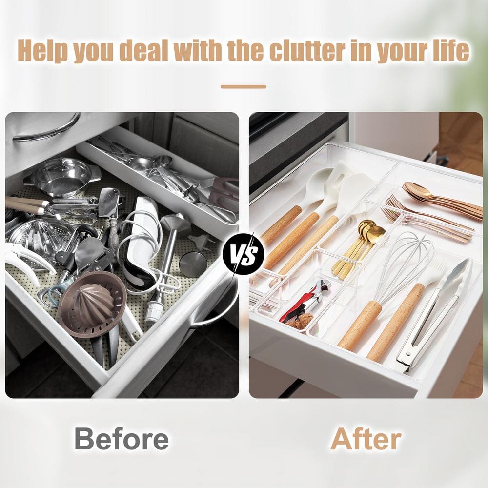 Clear Acrylic 6-Piece Kitchen Drawer Organizer Set