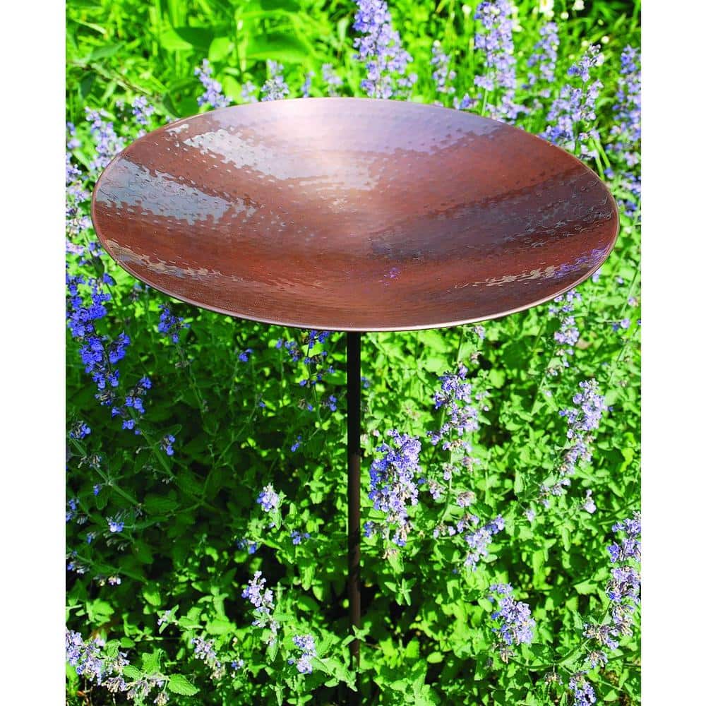 Burnt Copper 14" Birdbath with 36" Wrought Iron Stake