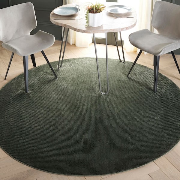 Revive Green 3 ft. x 3 ft. Solid Round Area Rug