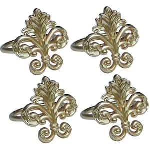 Fleur de Lis Elegant Gold Metal Napkin Rings (Set of 4)