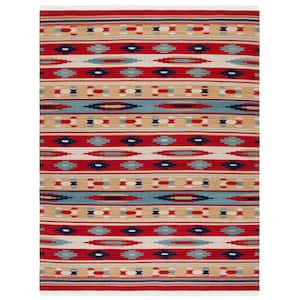 Kilim Beige/Red 8 ft. x 10 ft. Striped Native American Geometric Area Rug