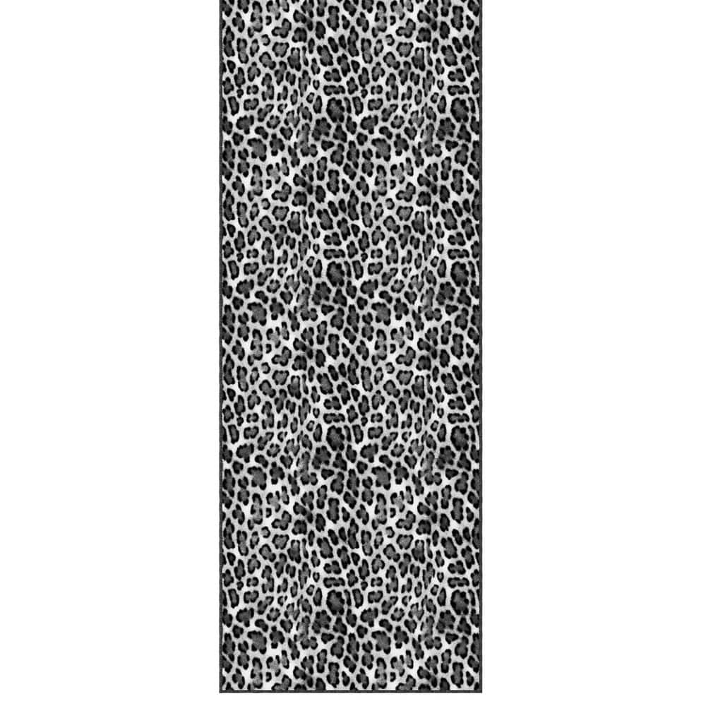 Non-Slip Rubberback Leopard/Animal Print Design 8 x 21 Indoor Area Rug, 7 ft. 10 in. x 21 ft., Black/White price history on PriceWatchPro