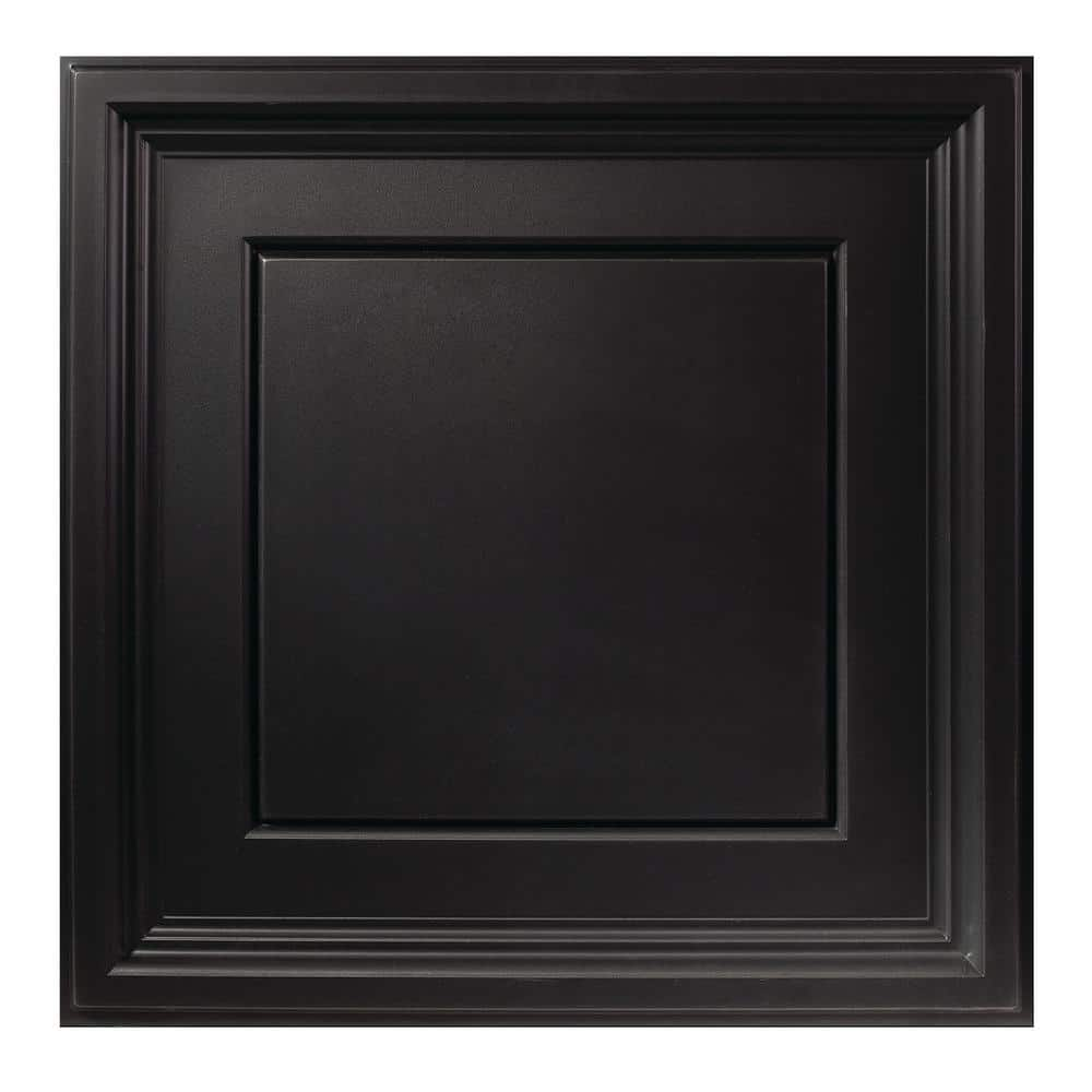 GENESIS 23.75in. x 23.75 in. Icon Coffer Lay In Vinyl Black Ceiling ...