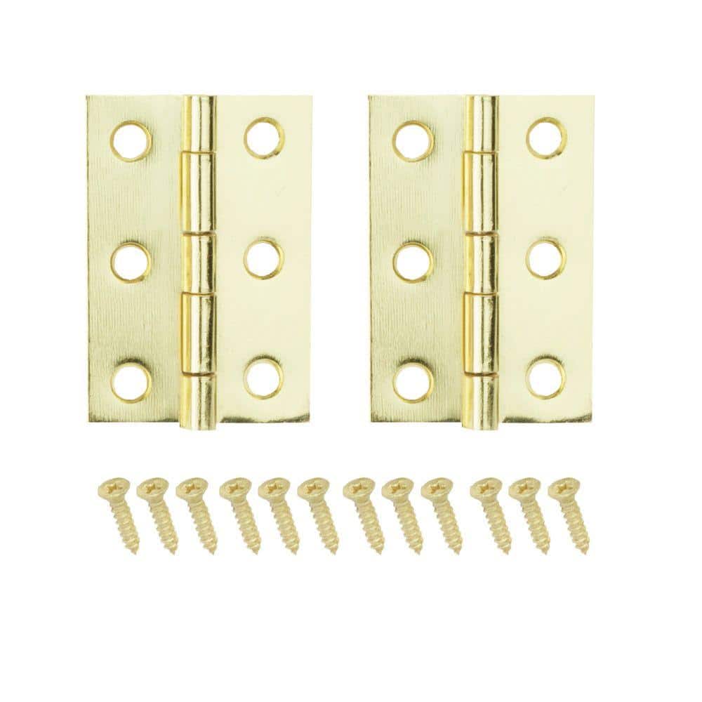 everbilt 2 in x 1 3 16 in bright brass middle hinges 19674 the home depot