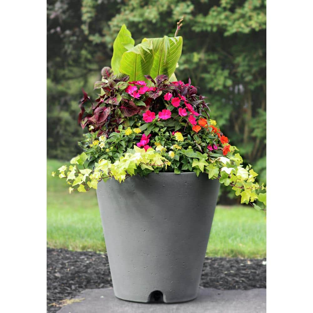 Extra Large Gray Concrete Self-Watering Outdoor Planter