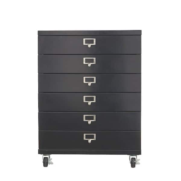Home Decorators Collection Becker 6-Drawer Metal Cart in Black