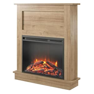 Exeter 31.65 in. Freestanding Electric Fireplace with Mantel in Natural