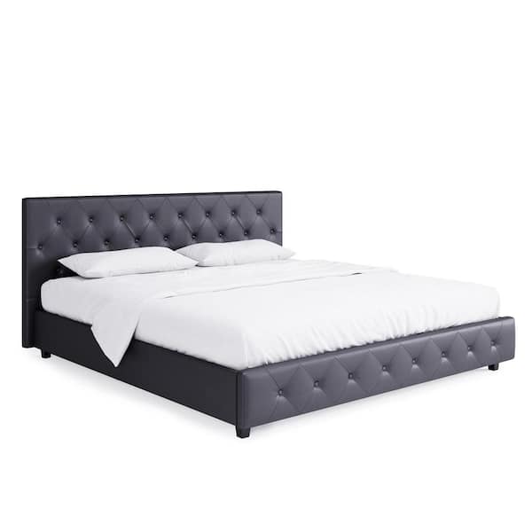 DHP Dean Upholstered Bed, King, Gray Faux Leather DE10426 - The Home Depot