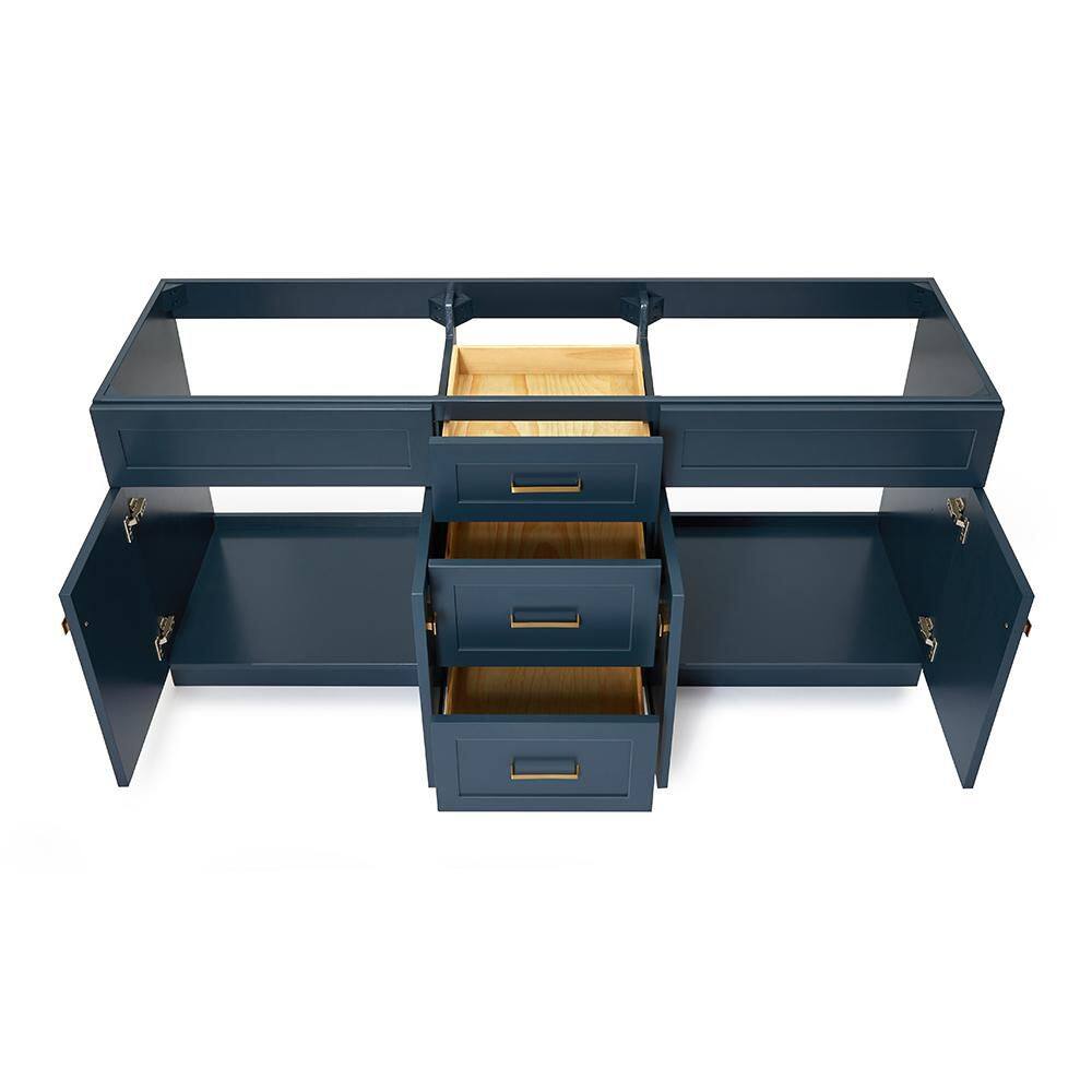 Midnight Blue 72" Double Sink Freestanding Wood Vanity Cabinet
