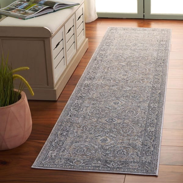 Finley 2 ft. x 10 ft. Gray/Light Gray Abstract Oriental Runner Rug
