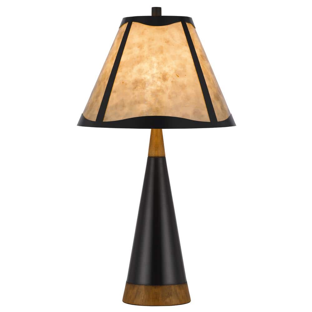 29 .5 Height Dark Bronze Metal Table Lamp with Wood Accents
