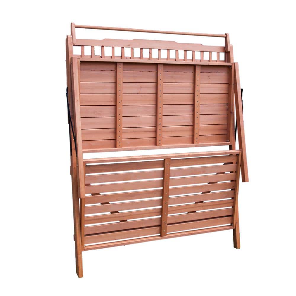 Natural Canadian Hemlock Foldable Potting Bench with Storage