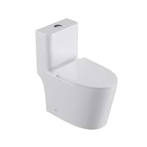 12 in. 1-Piece 1.0/1.6 GPF Dual Flush Elongated Toilet in White Seat Included