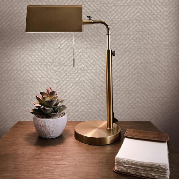 Jeremiah Brent Ecru Faux Grasscloth Parquet Peel and Stick Vinyl Textured Wallpaper Roll (Covers 56.37 sq. ft. )
