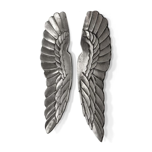 Noble House Odum Antique Nickel Aluminum Angel Wings Wall Decor