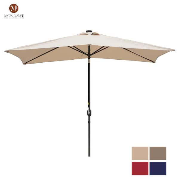 Mondawe 10 ft. Aluminum Pole Market Solar Patio Umbrella Rectangular