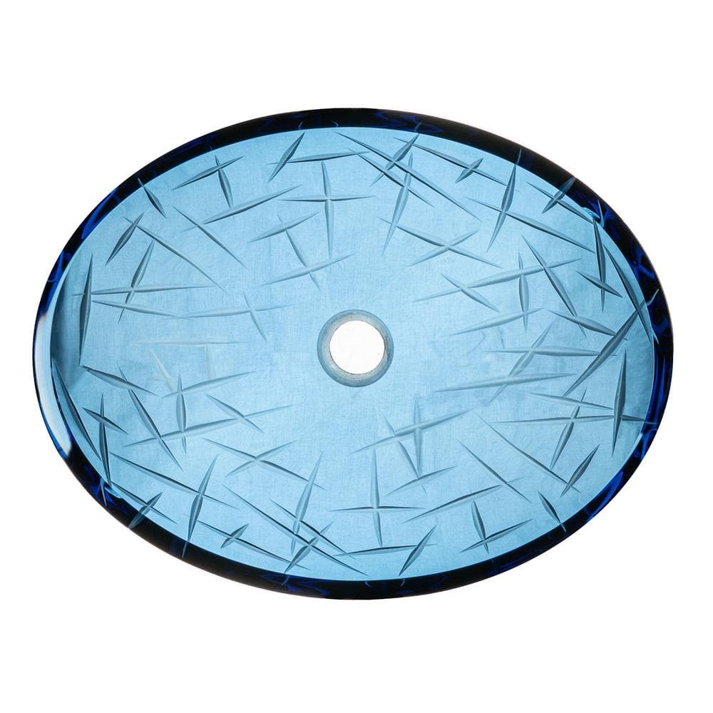 19.75'' Blue Crystal Glass Oval Vessel Sink