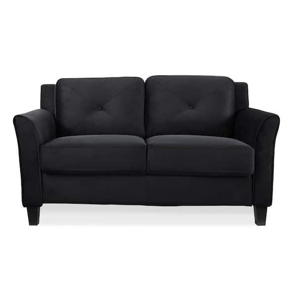 Lifestyle Solutions Harvard 31.5 in. Black Microfiber 2-Seater Loveseat with Flared Arms