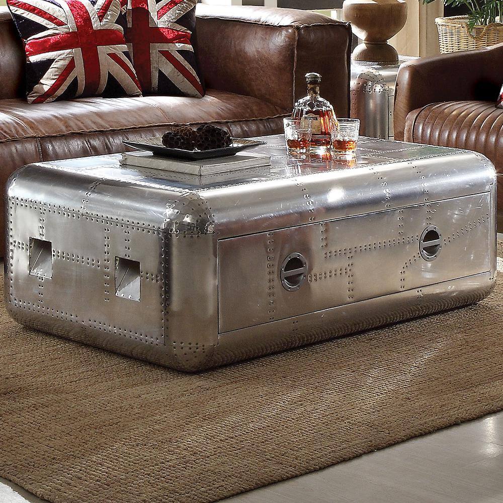 Brancaster Aluminum Rectangular Coffee Table with Storage