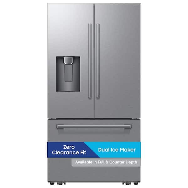 36in. 24 cu.ft. Counter Depth 3-Door French Door Refrigerator in Stainless Steel w/Zero Clearance Fit and Dual Ice Maker