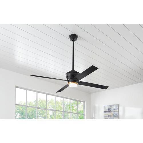 Lincolnshire 60 in. LED Matte Black Ceiling Fan with Light Home Decorators Collection Ceiling Fans With Lights