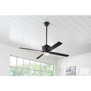 Lincolnshire 60 in. LED Matte Black Ceiling Fan with Light