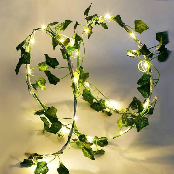 100 Pcs 32.8 ft. Outdoor Battery Operated Integrated LED Fairy String-Light w/360Pcs Leaves, DIY Decorative Night Light