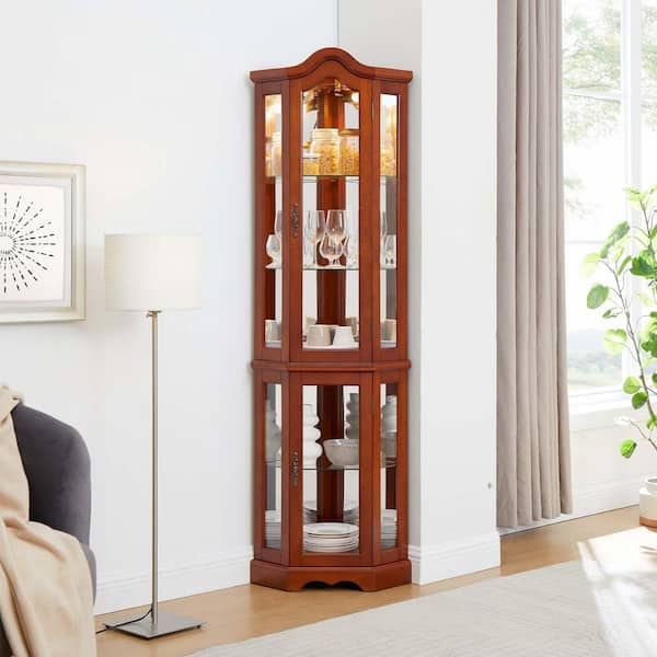 22 in. W x 16 in. D x 70 in. H Brown Linen Cabinet, Corner
