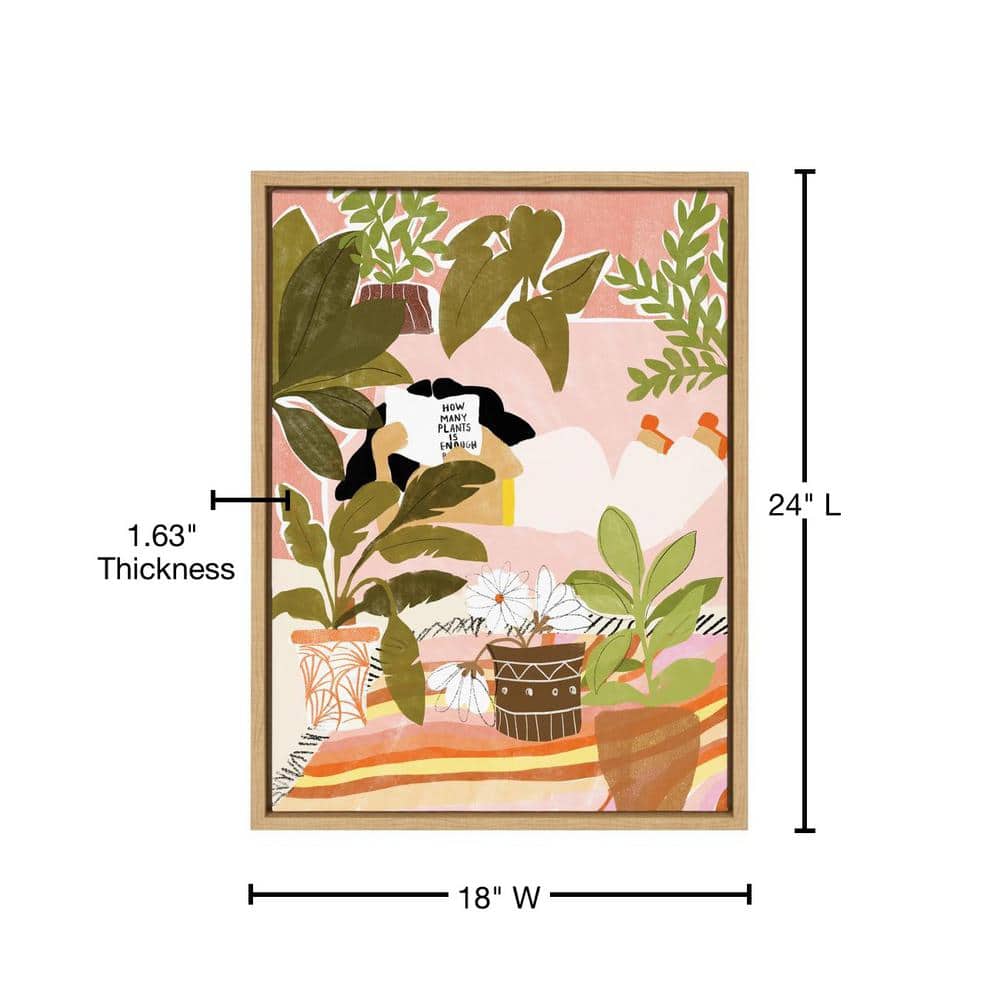 Never Enough Plants Botanical Canvas Art in Natural Frame