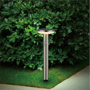 600 Lumen Solar Brushed Nickel Stainless Steel LED Motion Activated Landscape Path Light with Motion Sensor
