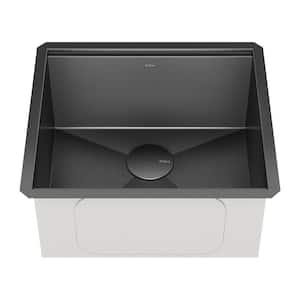 Kore 21 in. Undermount Single Bowl 16 Gauge Black Stainless Steel Kitchen Workstation Sink with Accessories