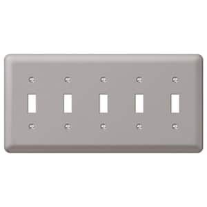 Declan 5 Gang Toggle Steel Wall Plate - Pewter