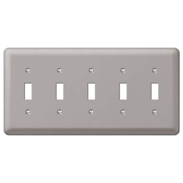 Declan 5 Gang Toggle Steel Wall Plate - Pewter