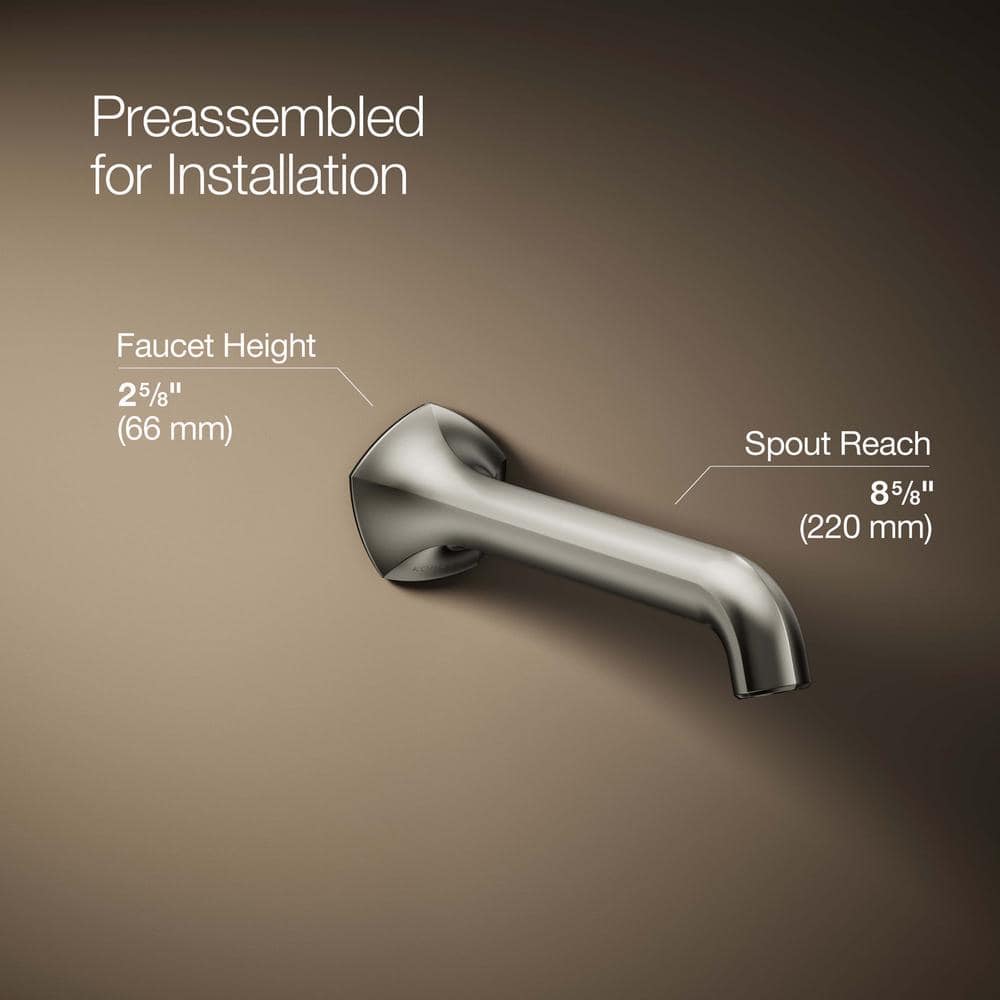 Occasion 1960s Glam Wall-Mount Bathroom Faucet, Vibrant Polished Nickel