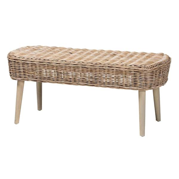 bali & pari Raisa Grey Kubu Rattan Dining Bench 43.7 in.