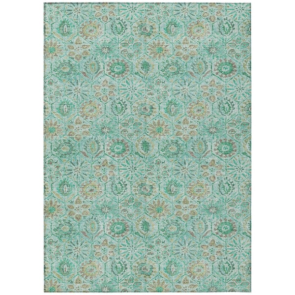 Chantille Machine Washable Indoor/Outdoor Abstract ACN1938 Aqua 3 ft. x 4 ft. Area Rug