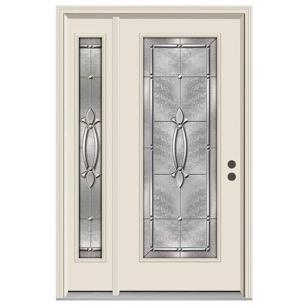 JELD-WEN 50 in. x 80 in. Full Lite Blakely Primed Steel Prehung Left-Hand Inswing Front Door with Left-Hand Sidelite