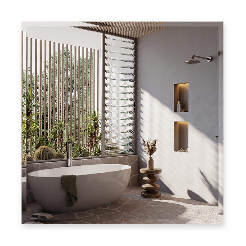 Fab Glass And Mirror 36 In. W X 36 In. H Frameless Square Beveled Edge ...