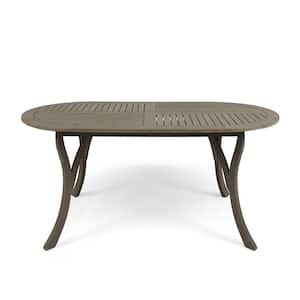 Hermosa Gray Oval Wood Outdoor Patio Dining Table
