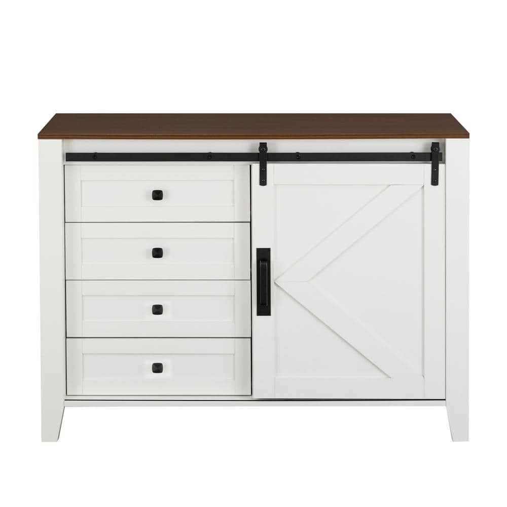 White Wood Pantry Organizer, Sideboard, Storage Cabinets with 4-Drawers, Me