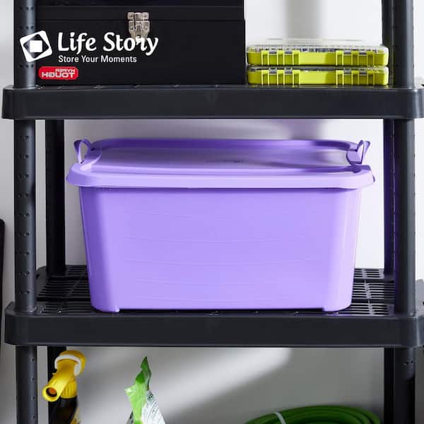 55 Qt. Purple Stackable Closet Organization Storage Box (6-Pack) 6