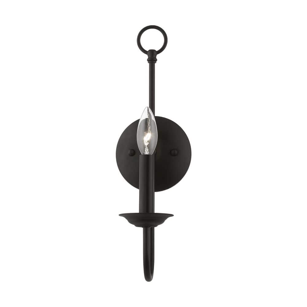 Estate Classical Black Steel Wall Sconce - 16" Height