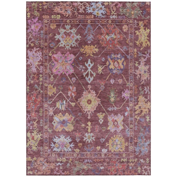 Chantille Machine Washable Indoor/Outdoor Abstract ACN2234 Burgundy 8 ft. x 10 ft. Area Rug
