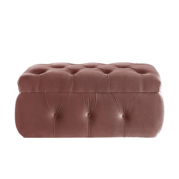 Rustic Manor Jahlil Blush Ottoman Upholstered Velvet 36.4 L x 25 W x 17 H